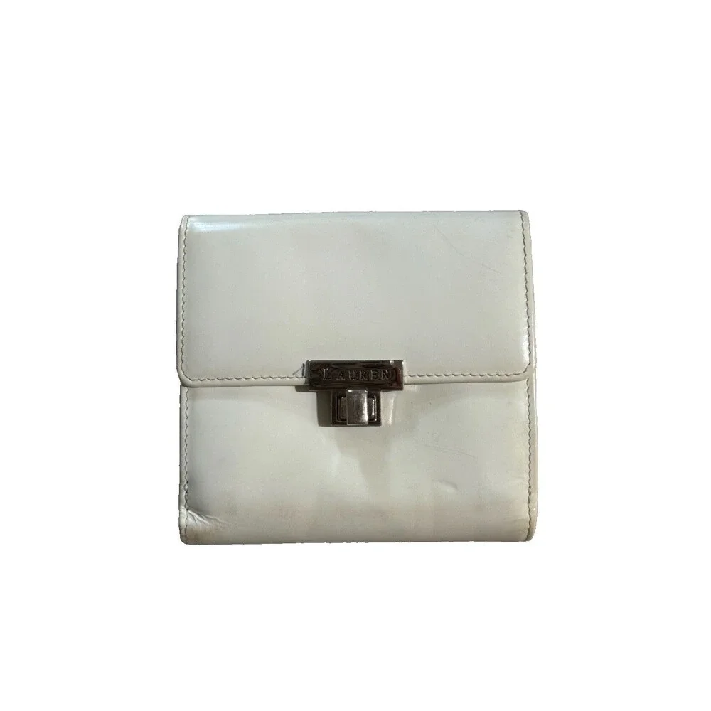 Vintage Ralph Lauren Woman's Bifold White Leather Wallet RARE